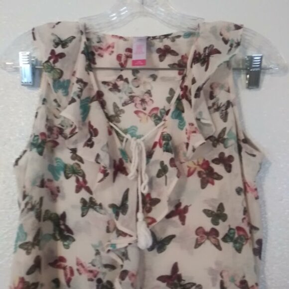 No Boundaries women's size L (11-13) multicolored butterfly print woven tank top - Picture 2 of 16